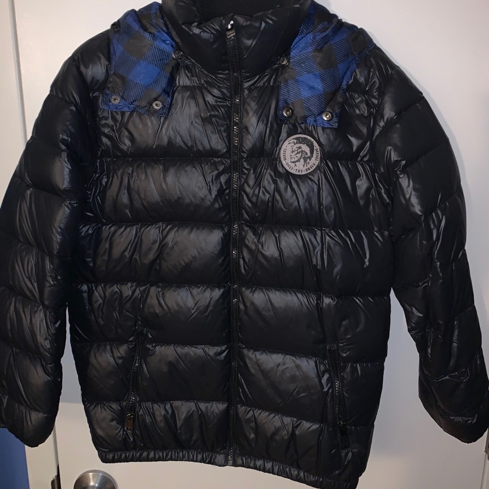 Gently Worn Boys Diesel puffer coat black sz 14/16